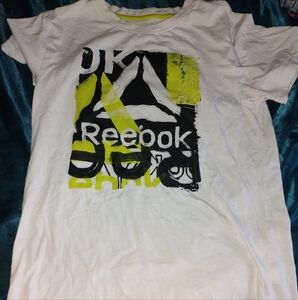 Reebok White and Neon Yellow Kids Shirt
